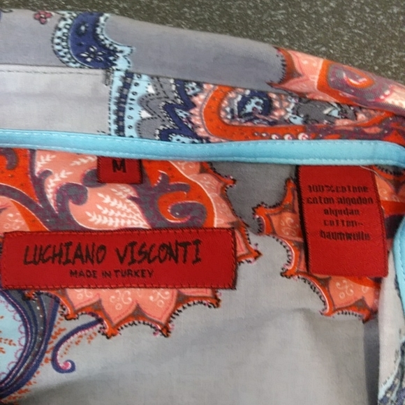 Luchiano Visconti Multi Color Gray Paisley Blouse, Size M - Picture 8 of 8